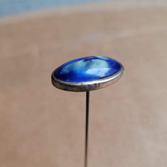 Antique Hat Pin Stick Pin Blue Cabochon Stone Labradorite ? - Picture 2 of 6